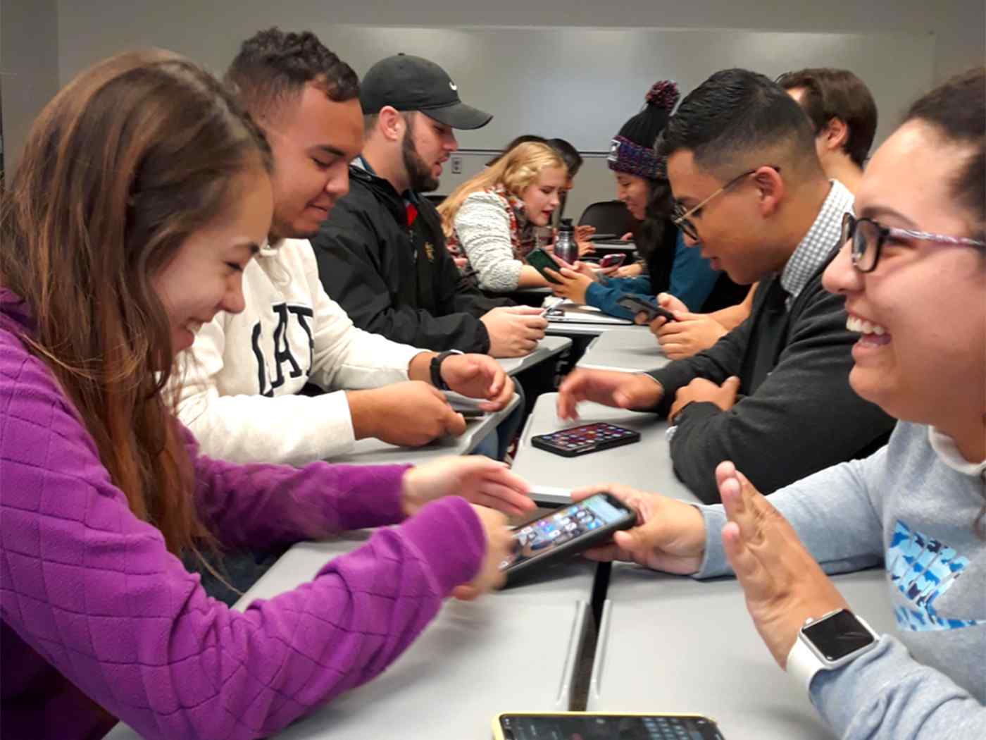 Spanish students participate in a classroom exercise