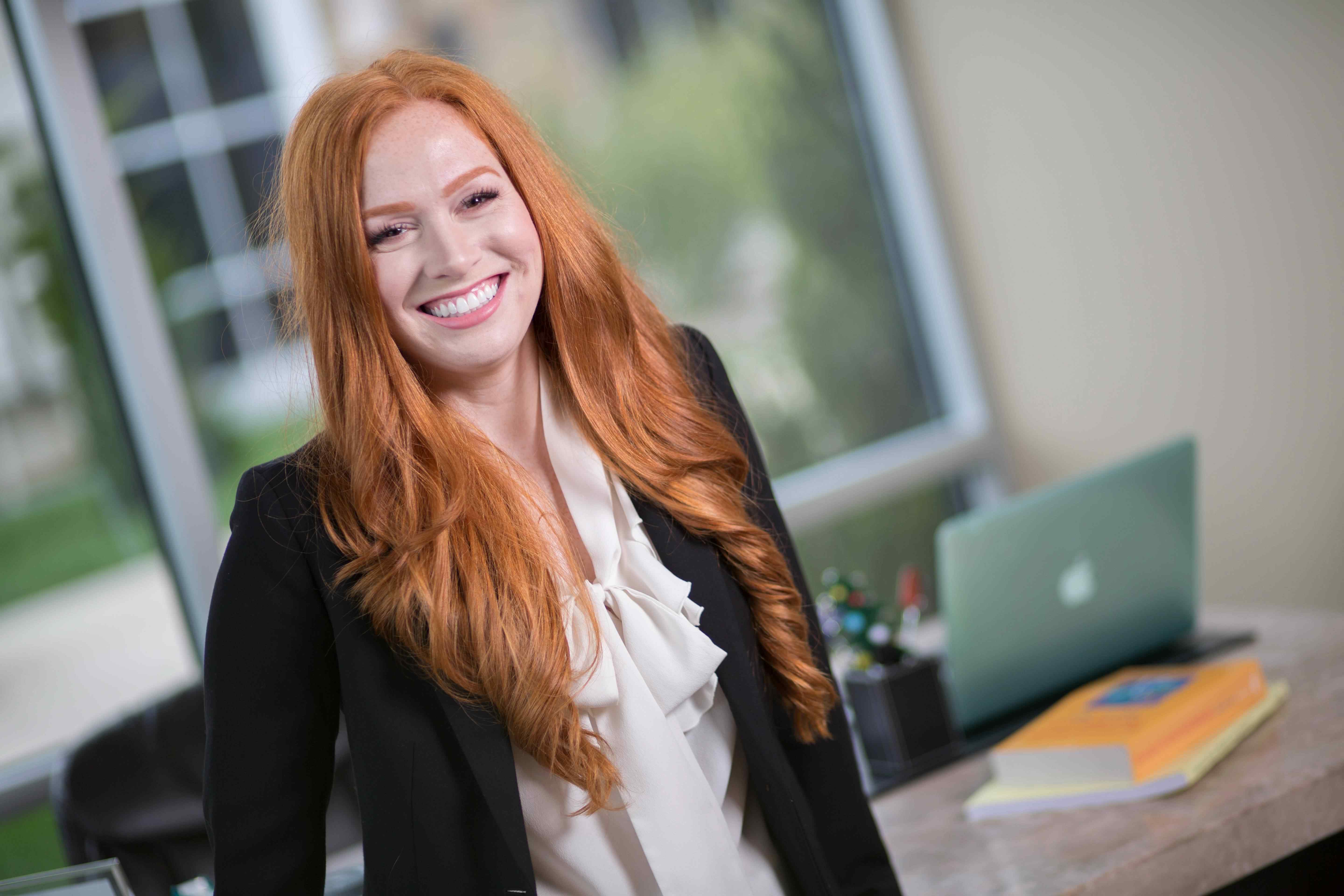 Female student in a meeting space