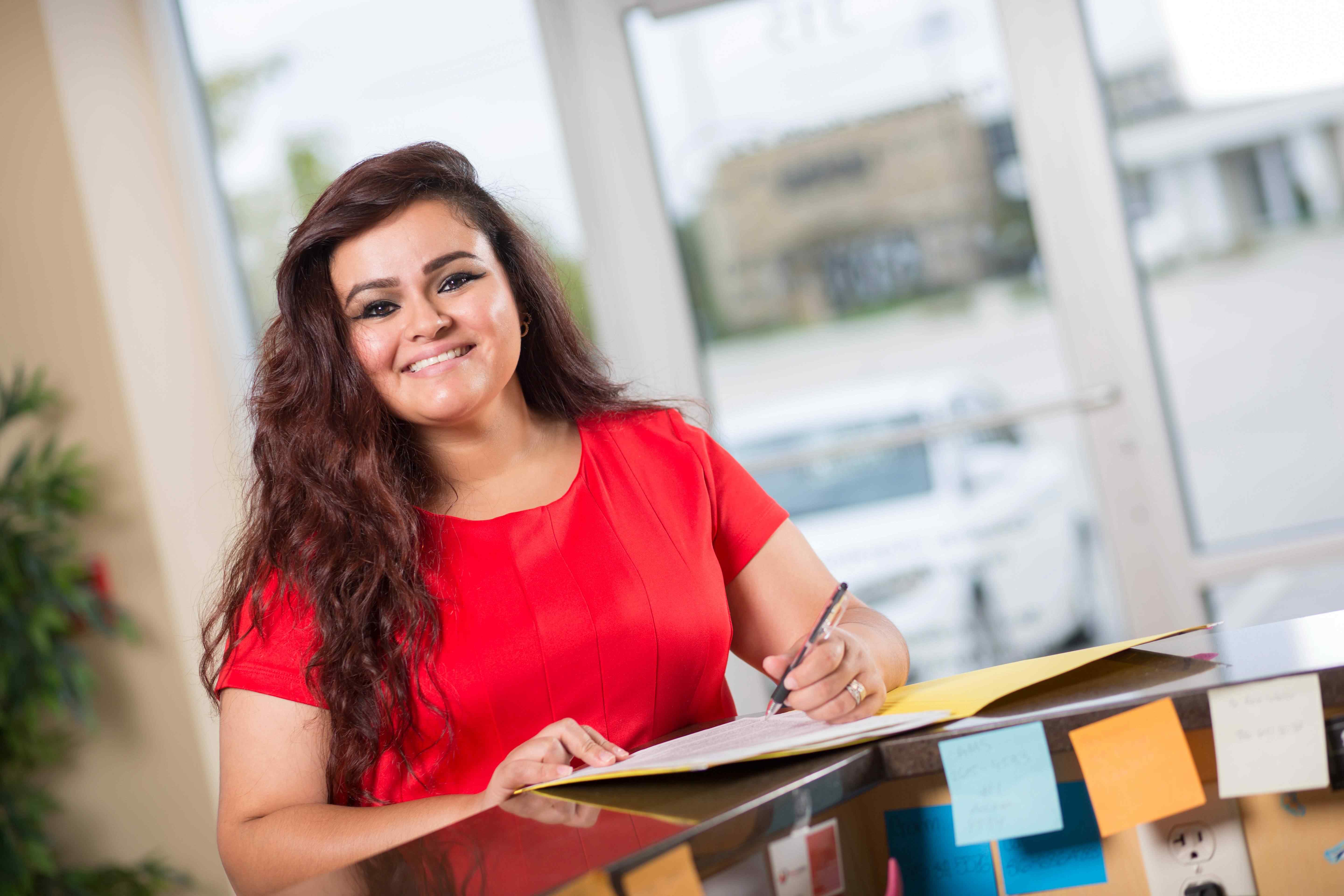 Female student smiling.