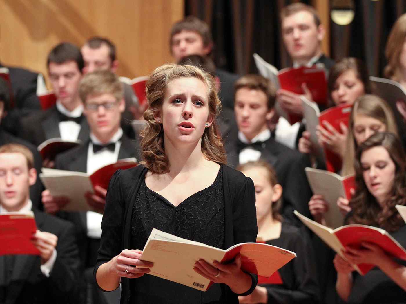 Female student singing.