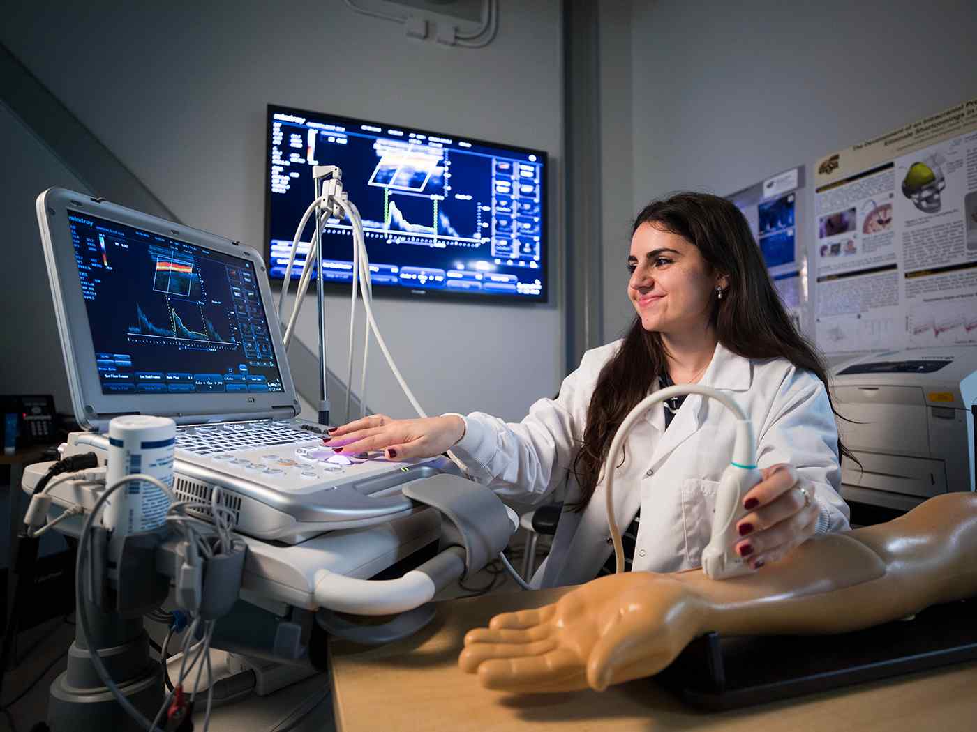 A student works with medical imaging equipment