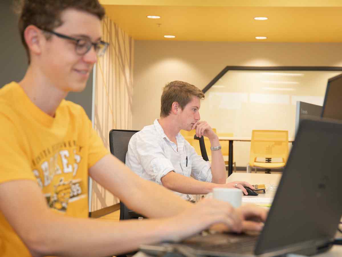 Engineering students in computer lab.