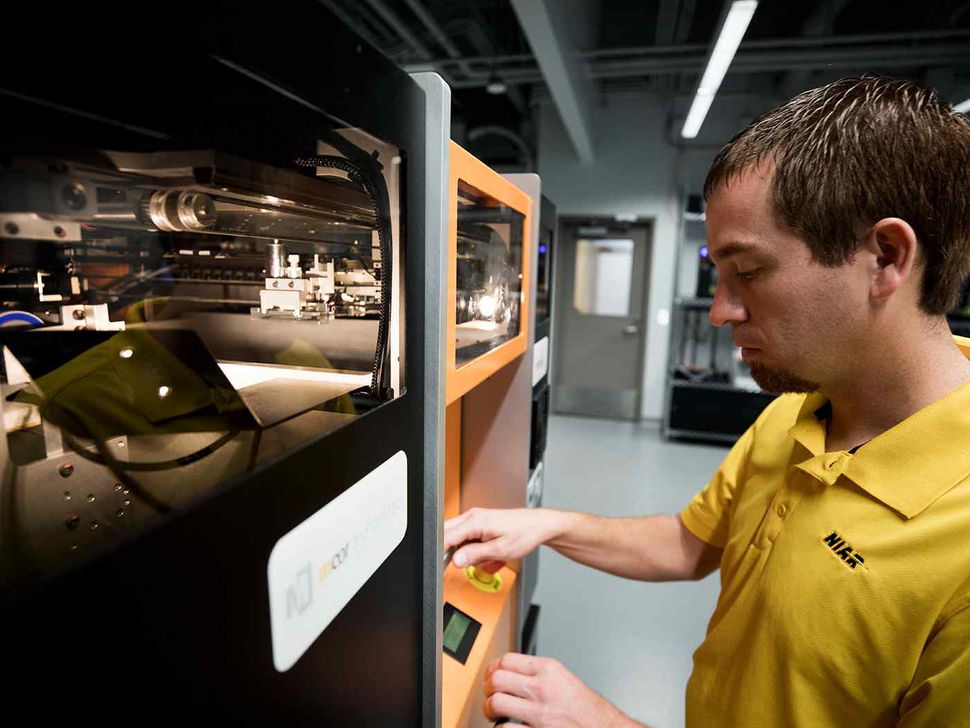 Student working in a National Institute for Aviation Research (NIAR) lab