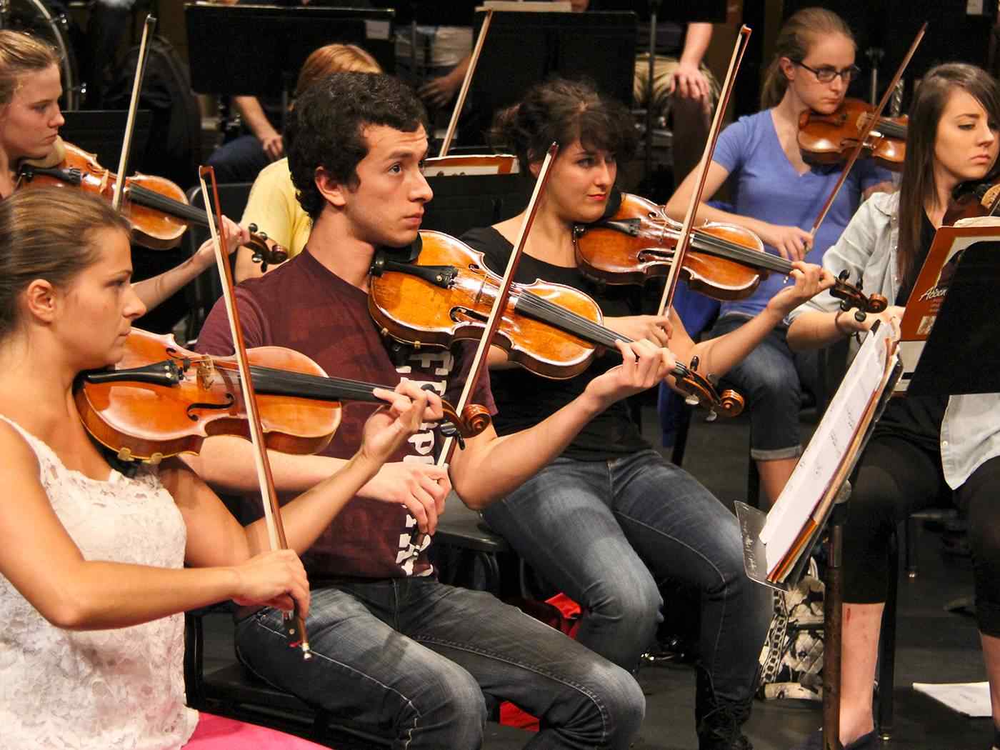 Group of students performing.