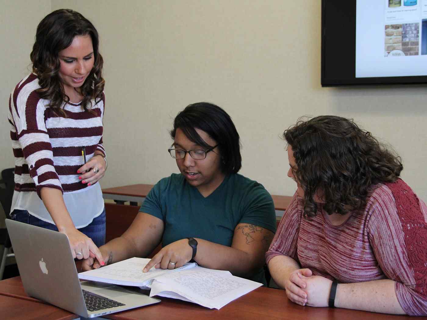 Students in a class study group