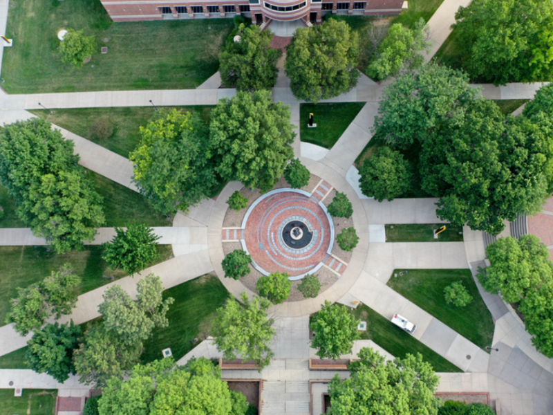 An image of Wichita State Campus from an aerial view