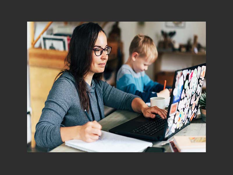 Mom on a laptop