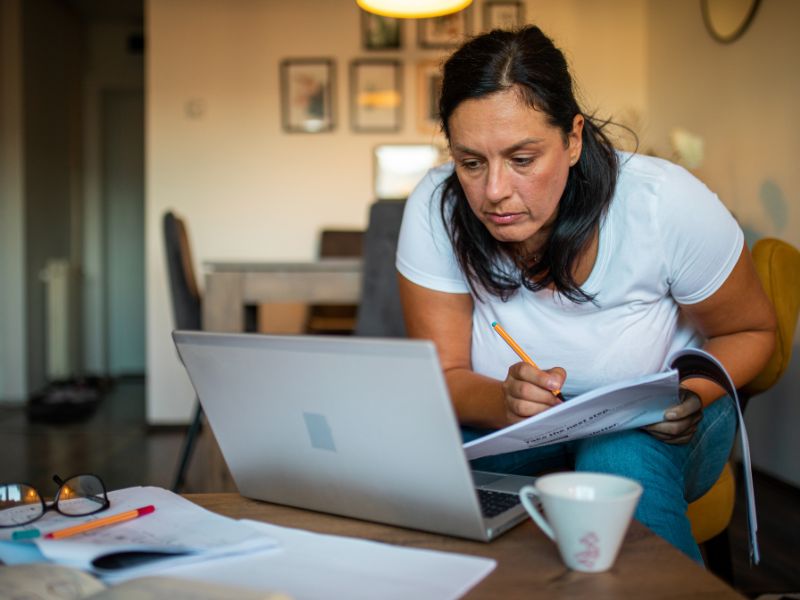 Mom planning with laptop
