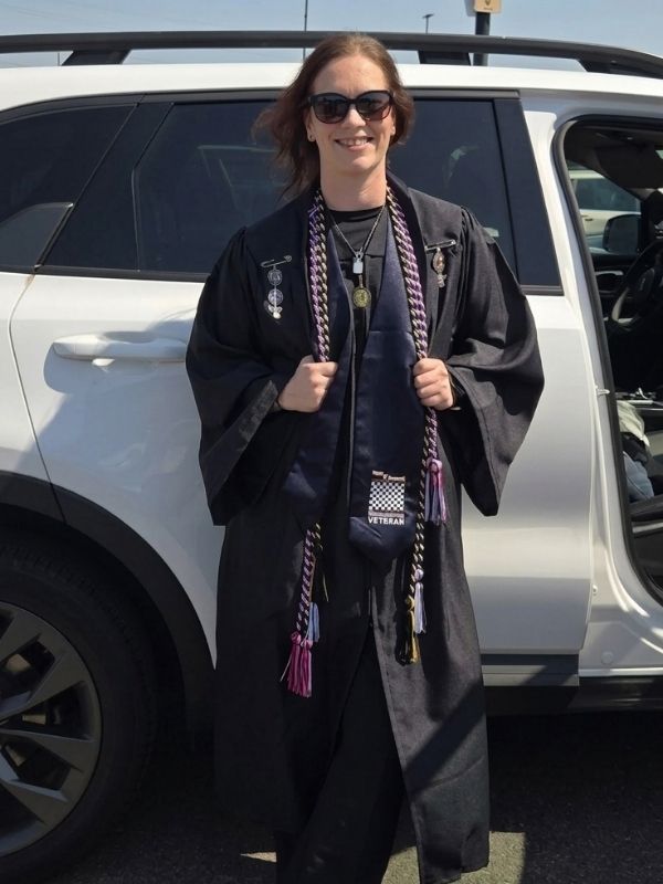 Paige with her cap and gown