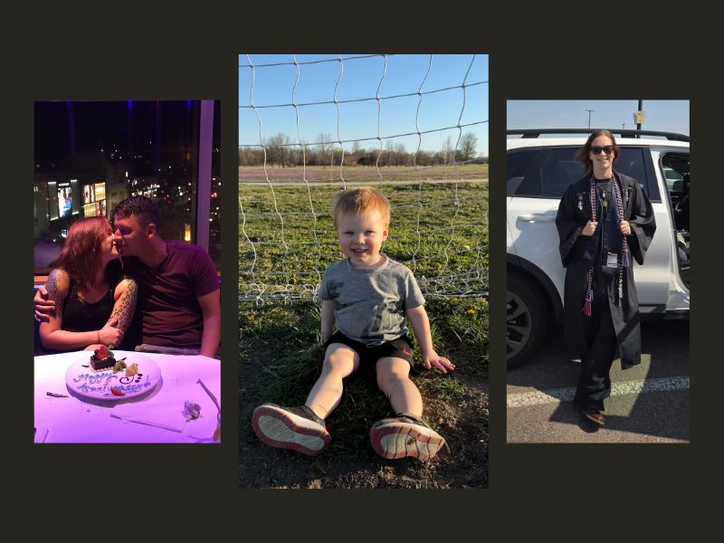 Paige Watts with her family collage