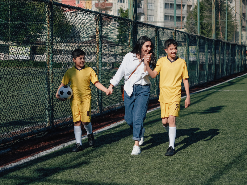 Soccer Mom with kids