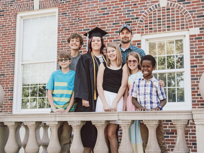 OAL student with her family