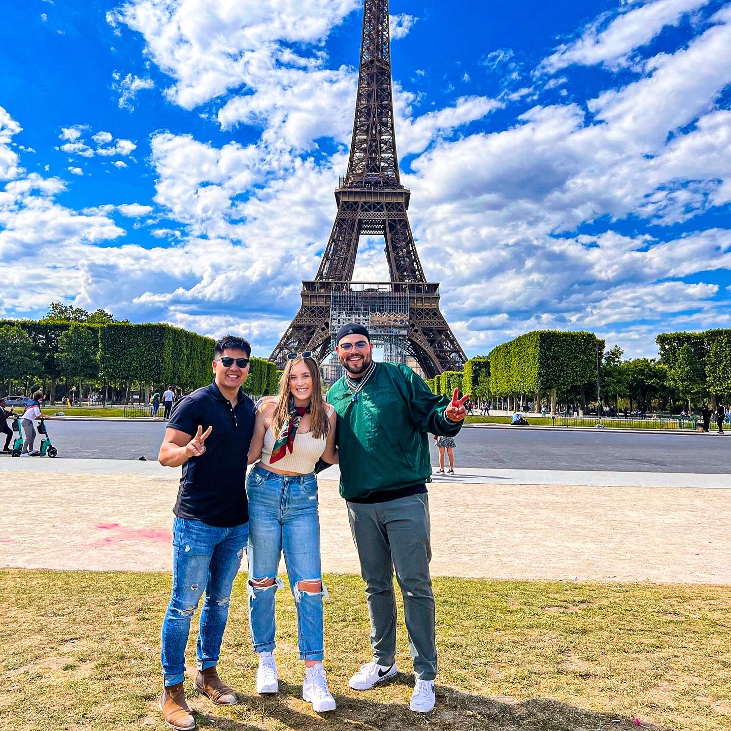 Kevin with friends at Eiffel Tower