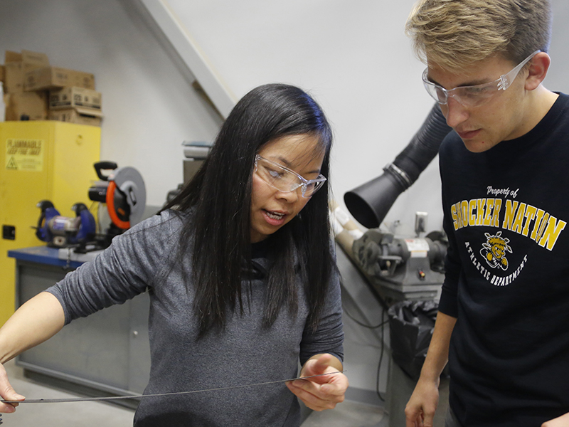 Student in machine lab