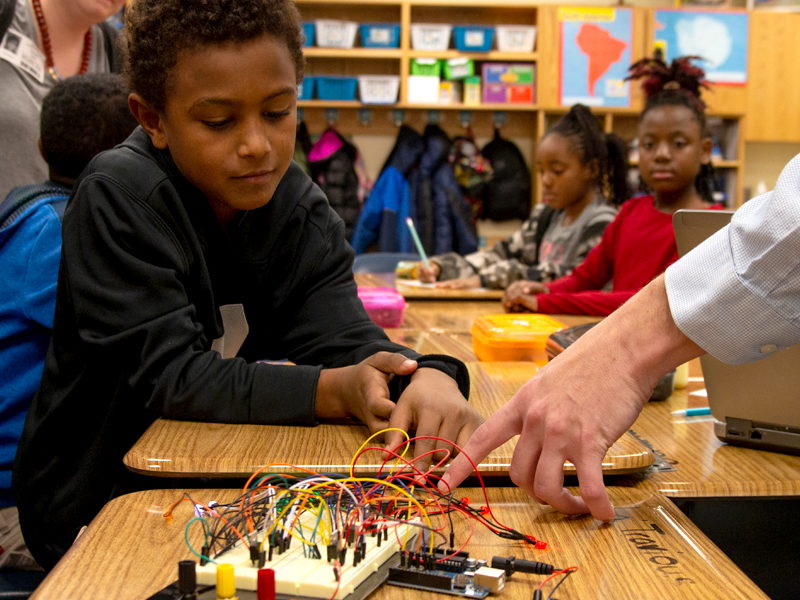 Boy learning STEM