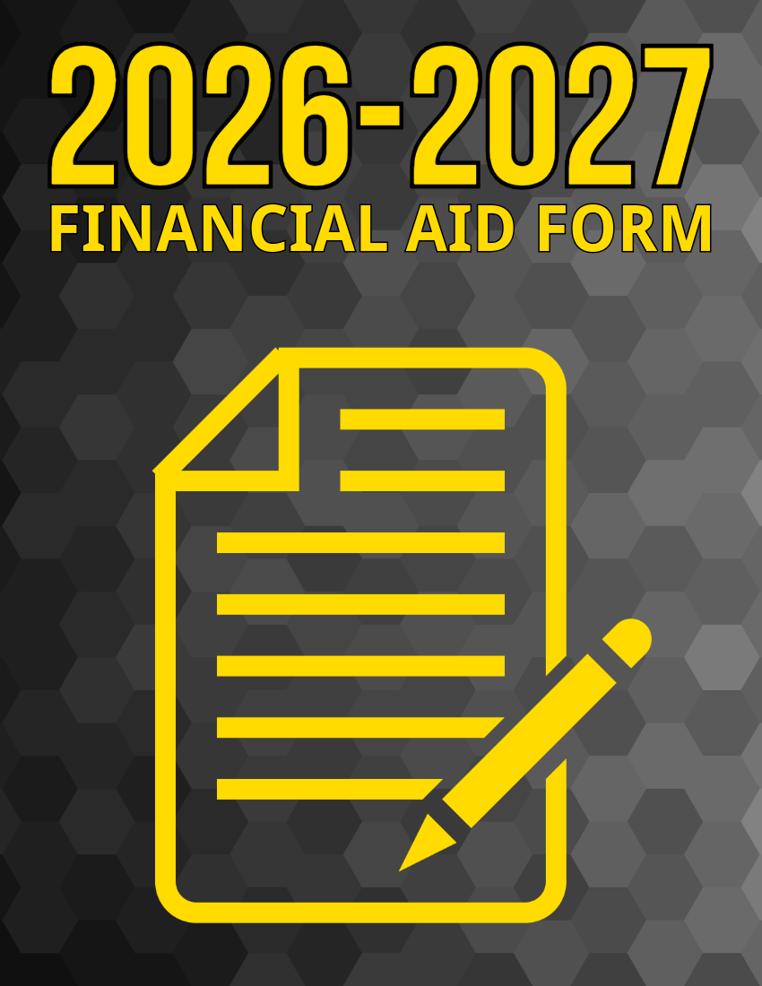 decorative graphic for 2026-2027 financial aid form with pencil and paper