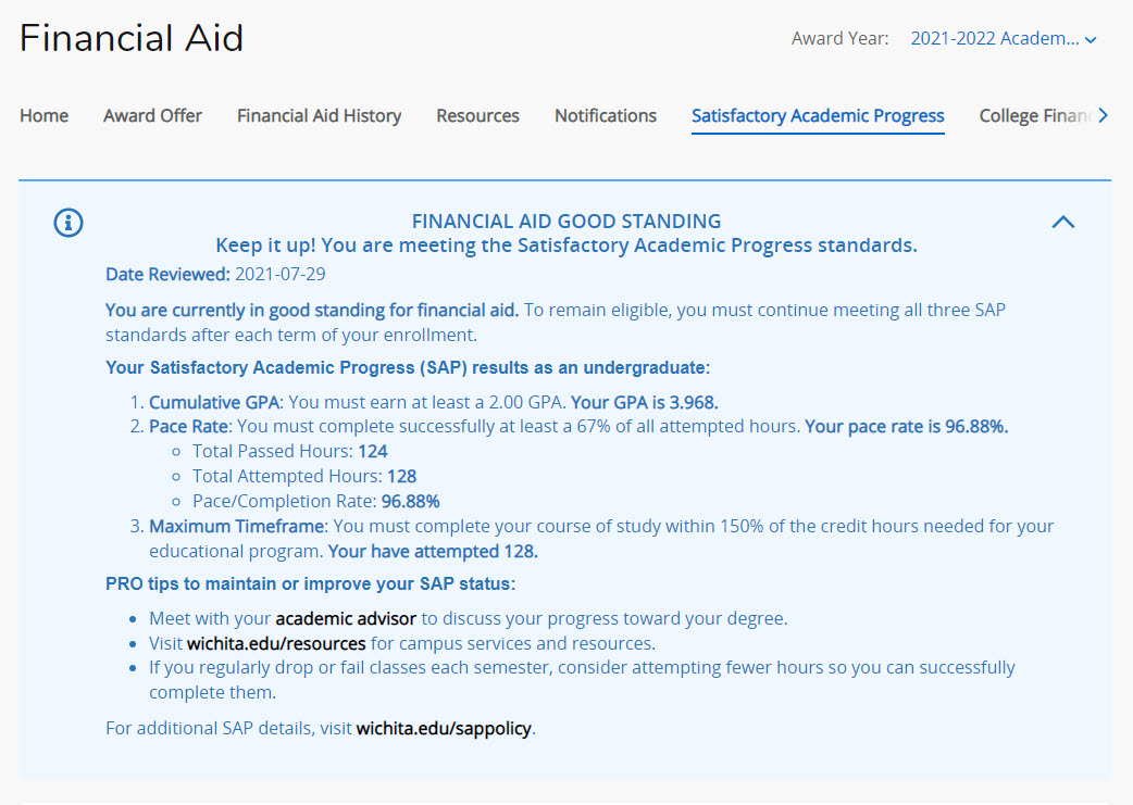 Financial Aid Dashboard - SAP Expanded
