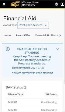 Financial Aid Dashboard - SAP on Mobile View