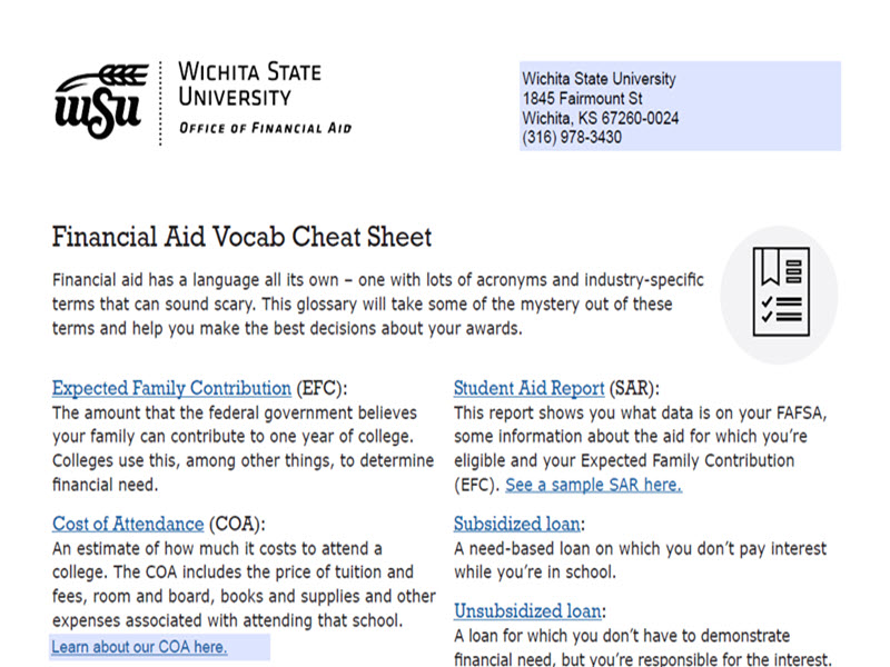 Financial Aid Vocabulary image