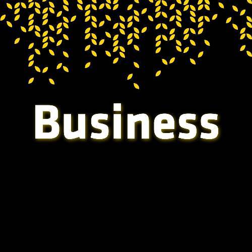 business text on black background