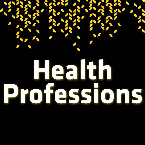 health professions text on black background