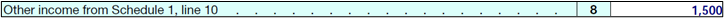 Example picture of "Other income from schedule 1, line 10" of tax form looks like