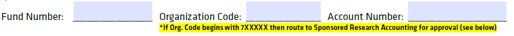 Fund Number, Organization Code, and Account Number
