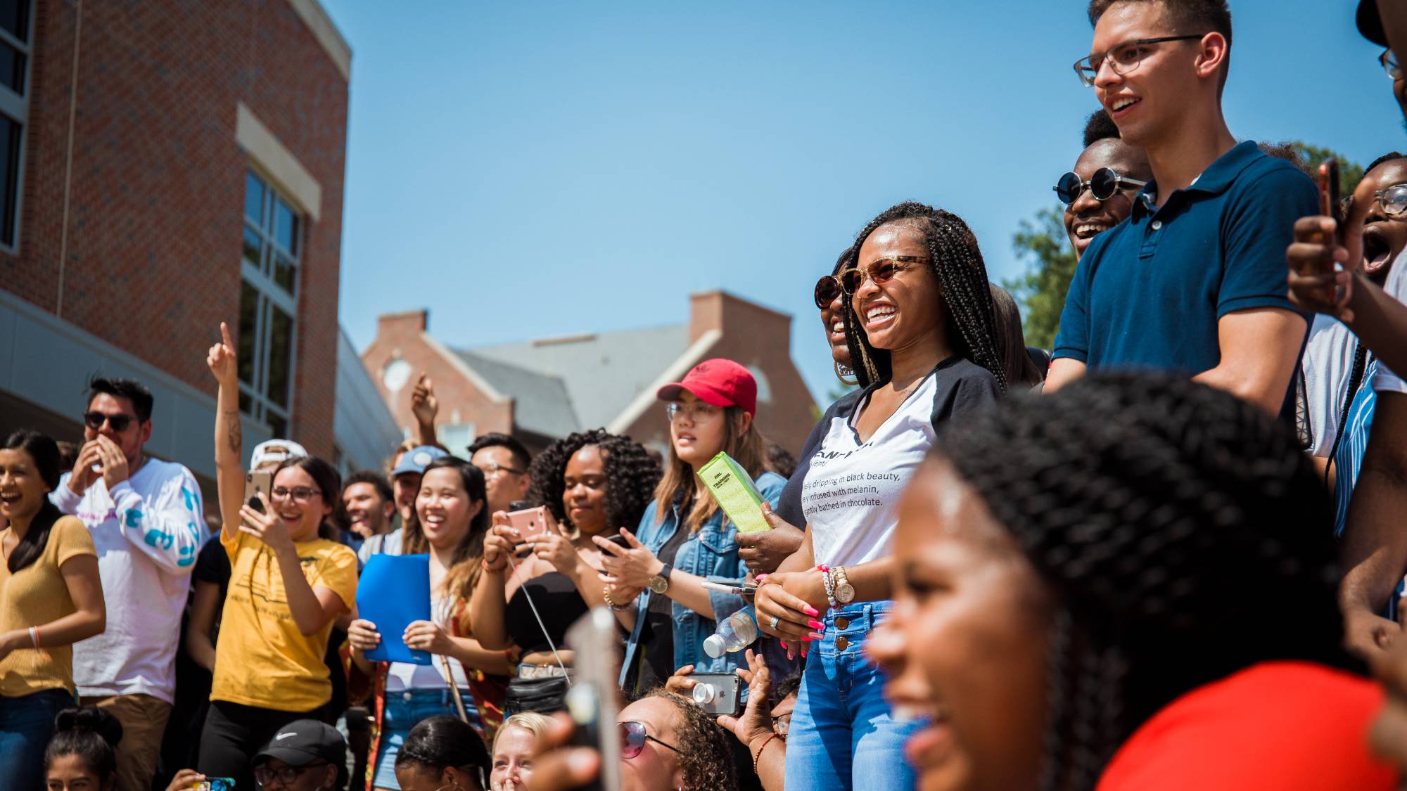 Students watching event on campus