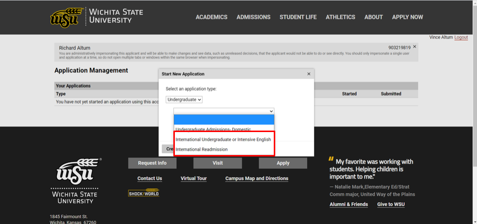 Application Page Screenshot