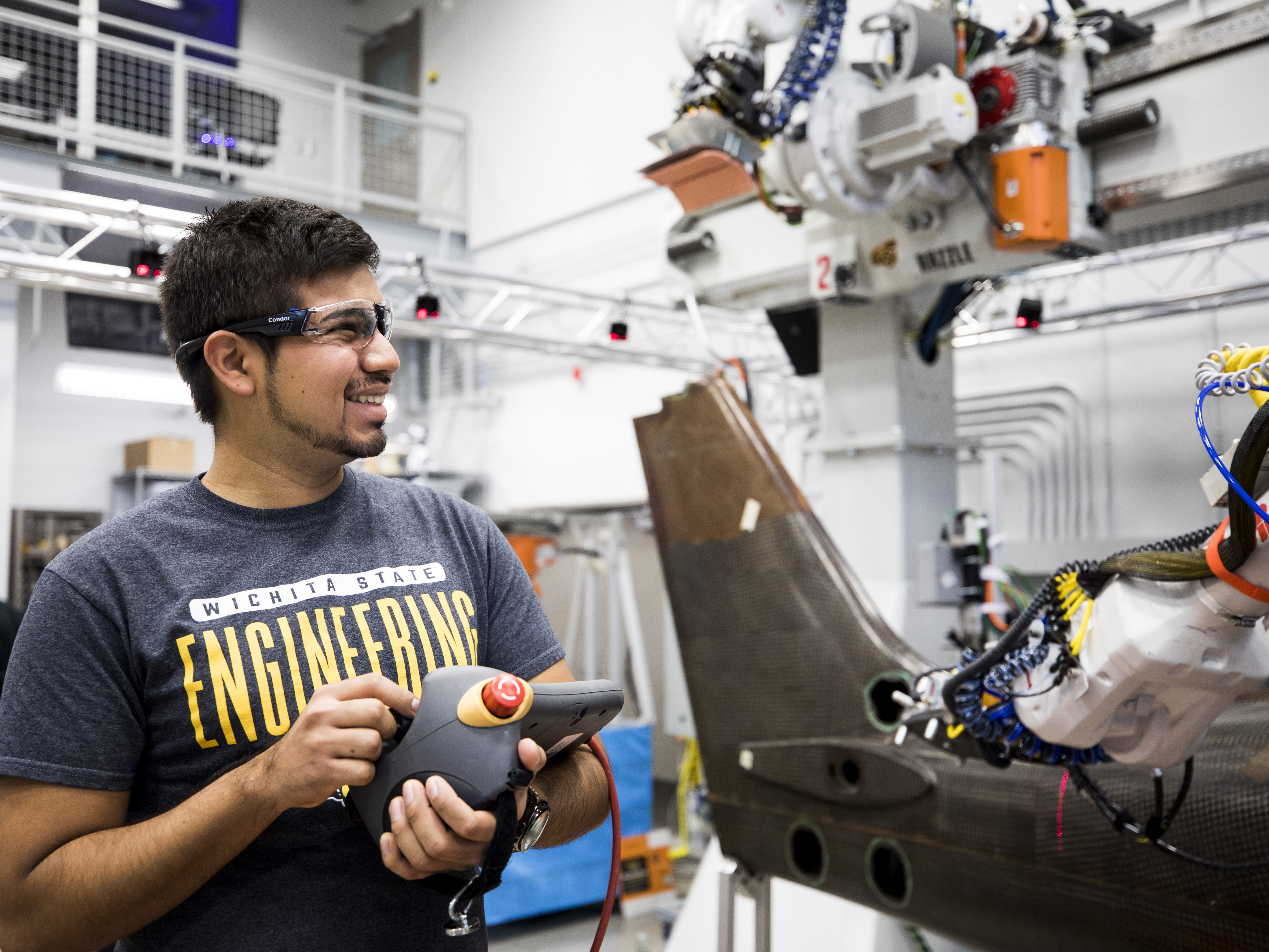 Student in robotics lab