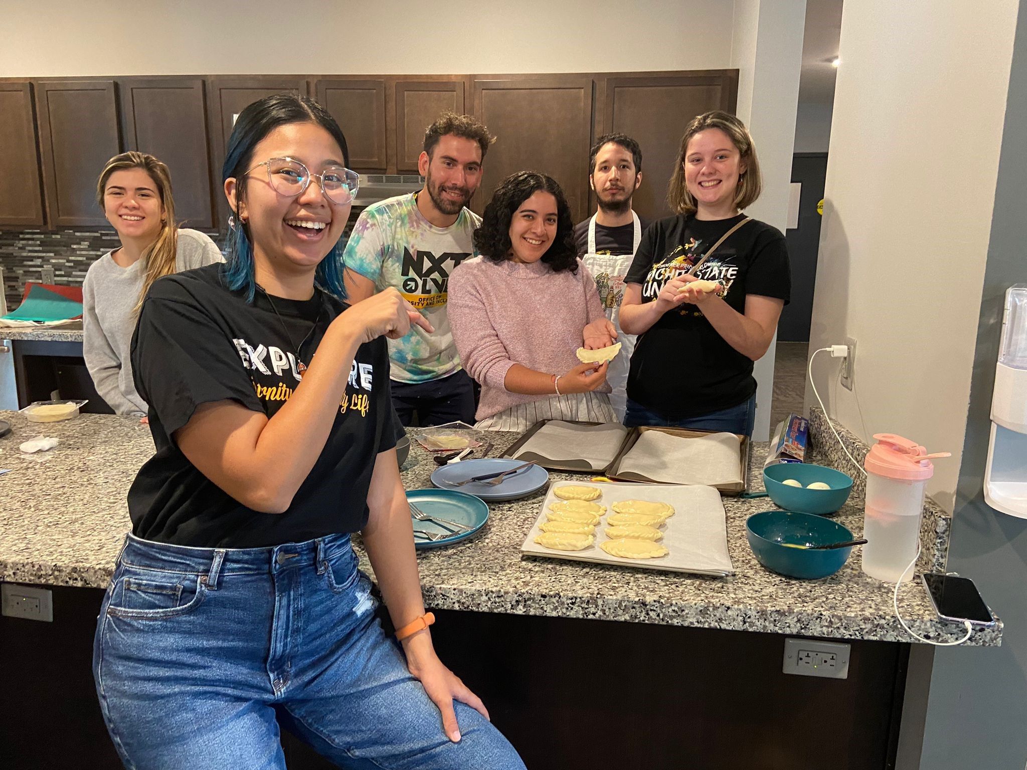 Students making dinner