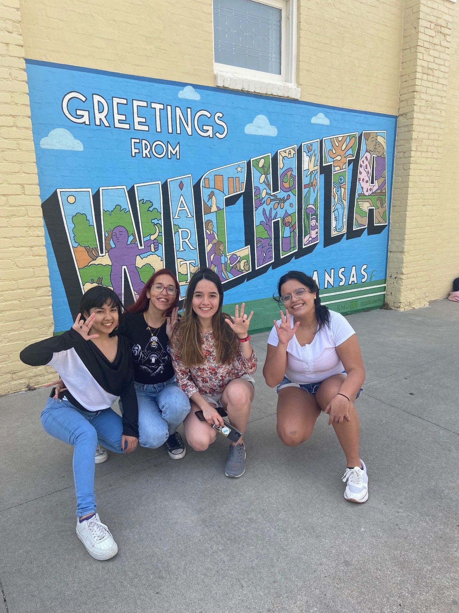 Students with Wichita Mural