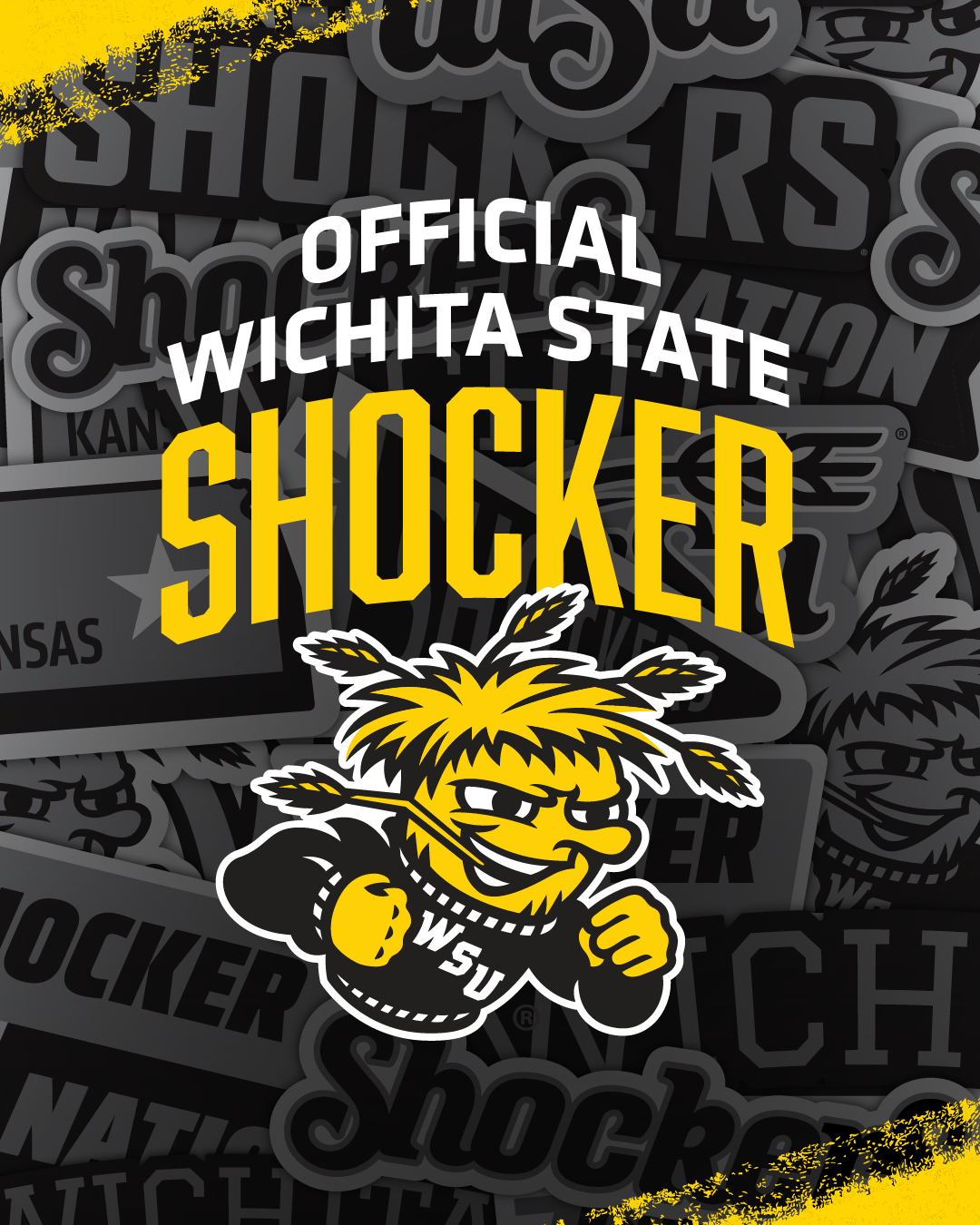 Instagram graphic featuring WuShock on a black background with the words: Official Wichita State Shocker.