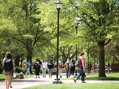 Students walk to spring classes