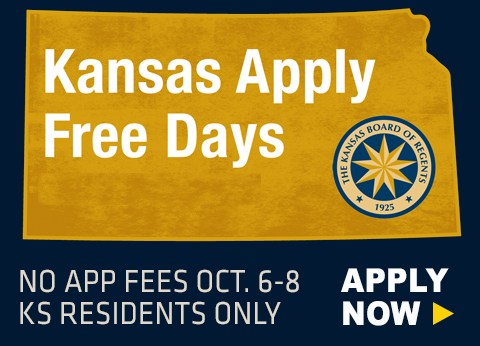 Kansas Apply Free Days. No App Fees October 6-8, Kansas Residents Only / Apply Now