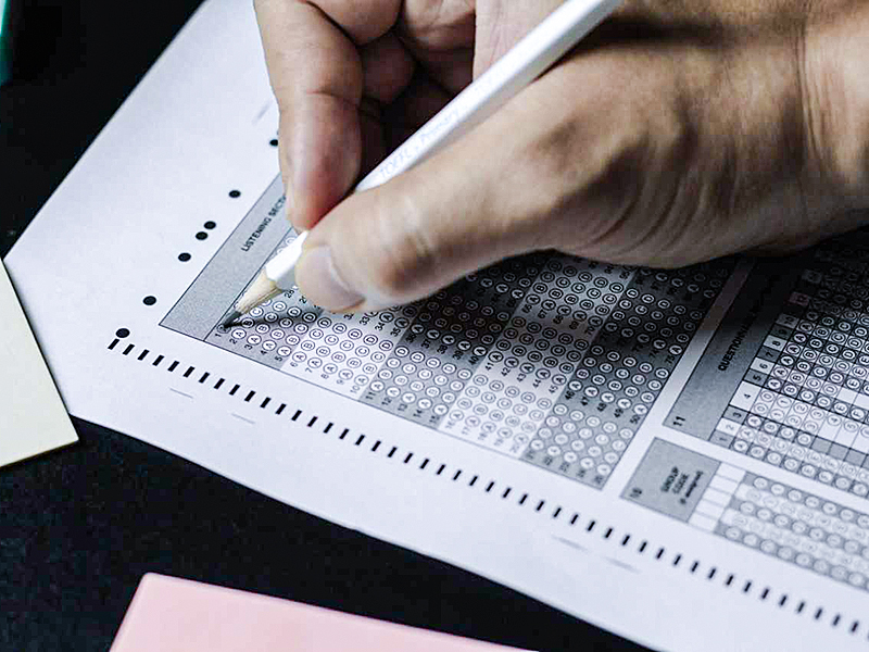 Student taking a standardized test