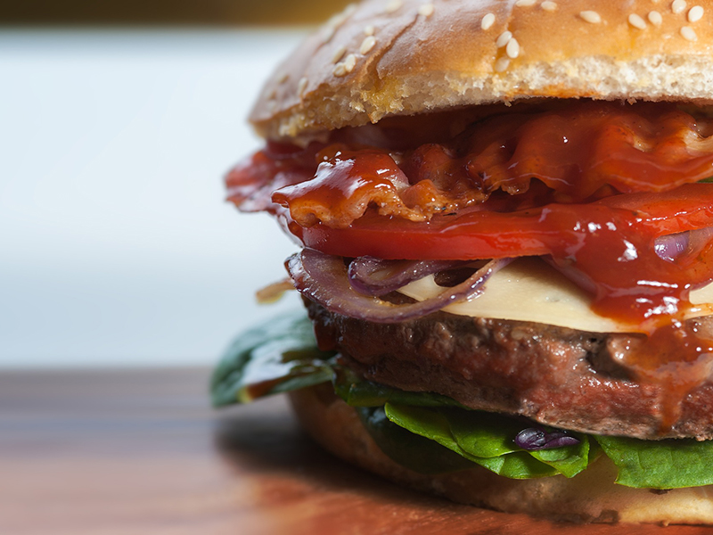 A delicious hamburger.