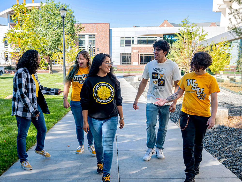 Students walking near the Rhatigan Student Center.