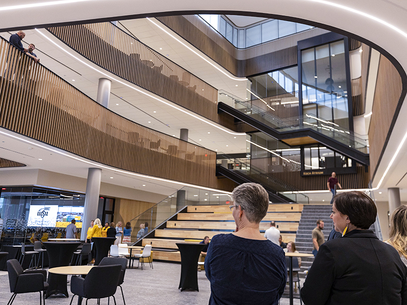 A view inside the main atrium of Woolsey Hall.