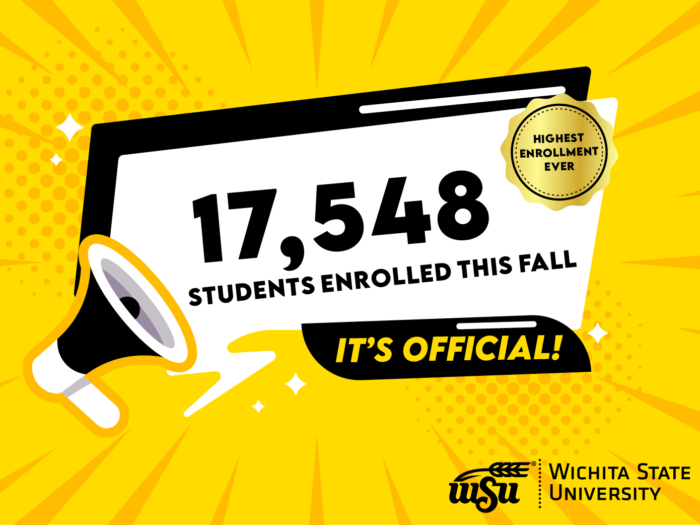 It's official, 17,548 students enrolled this fall. Wichita State University