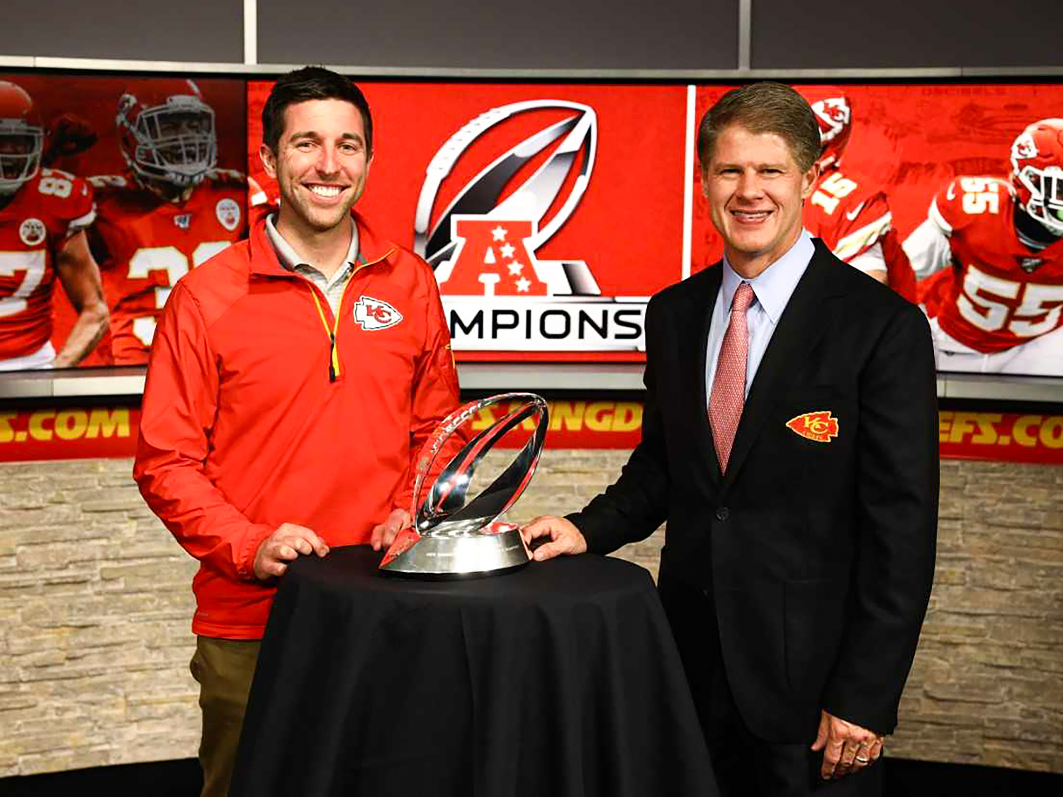 Kellen Begnoche, Wichita State alumnus, and Clark Hunt, Chiefs owner.
