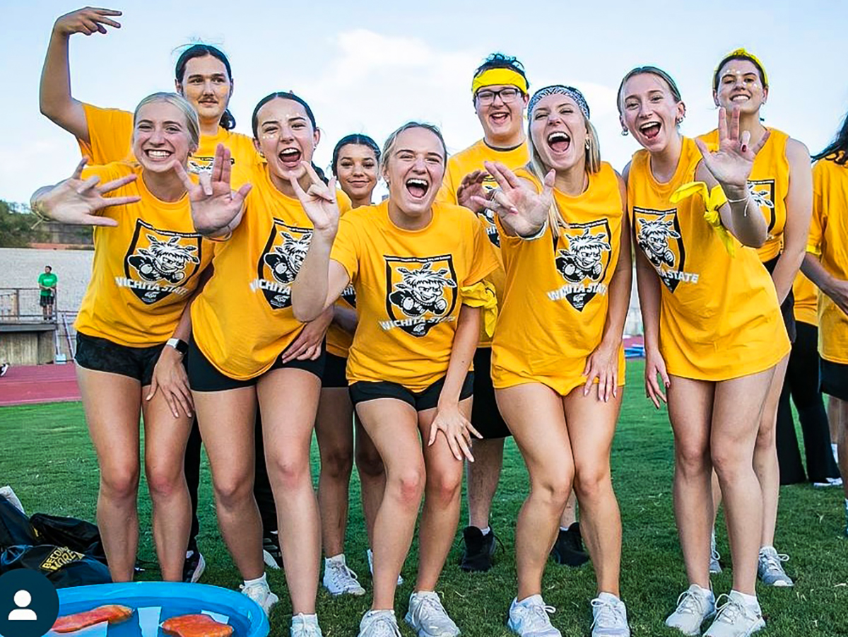 Chloe Strecker celebrates with her fellow College of Liberal Arts and Sciences (LAS) teammates during the 2024 Clash of Colleges.