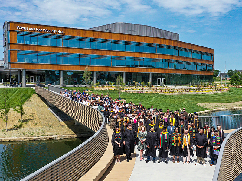 Wichita State graduate celebration at Woolsey Hall.