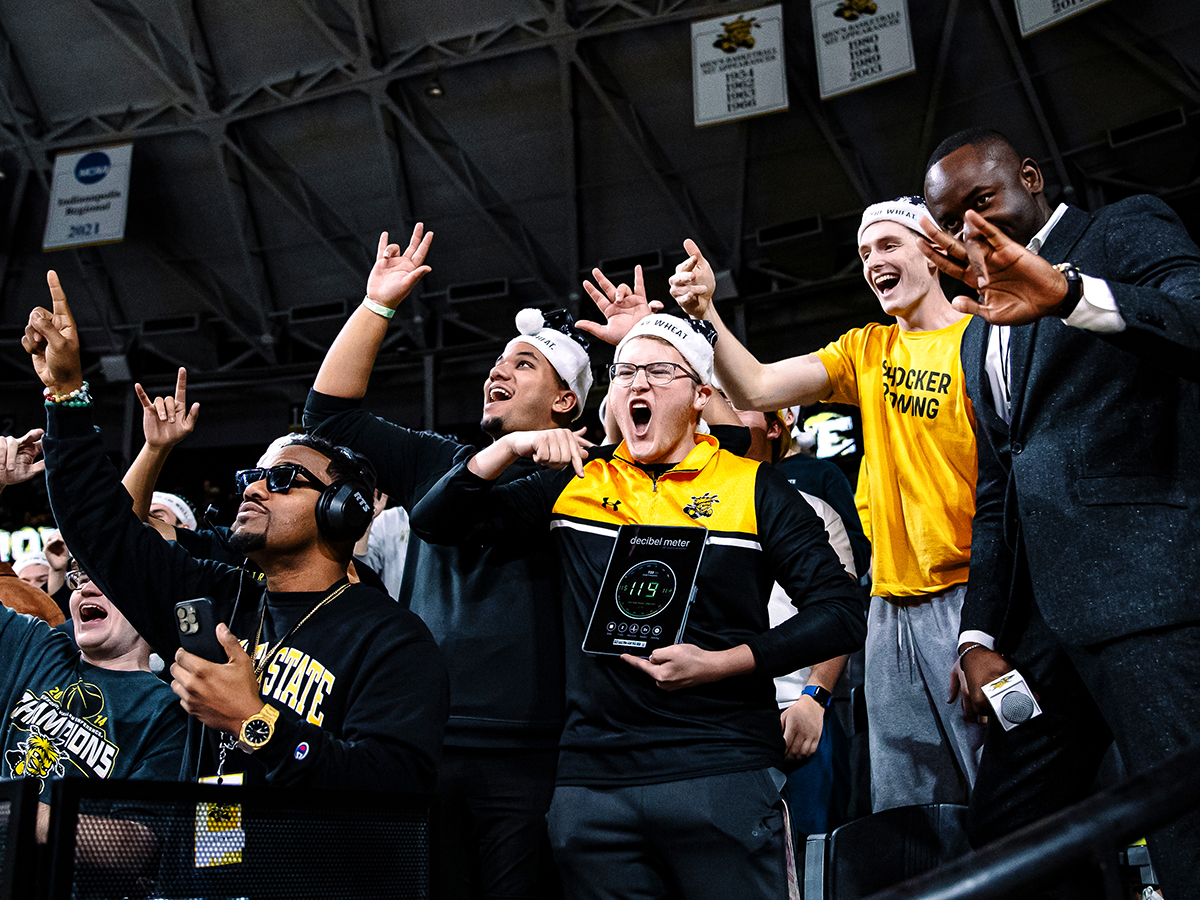 Wichita State fans at a 2024 men's basketball game.