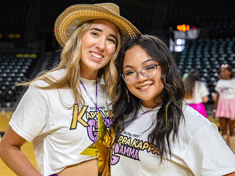 Members of Kappa Kappa Gamma Eta Upsilon Chapter during Bid Day 2023.