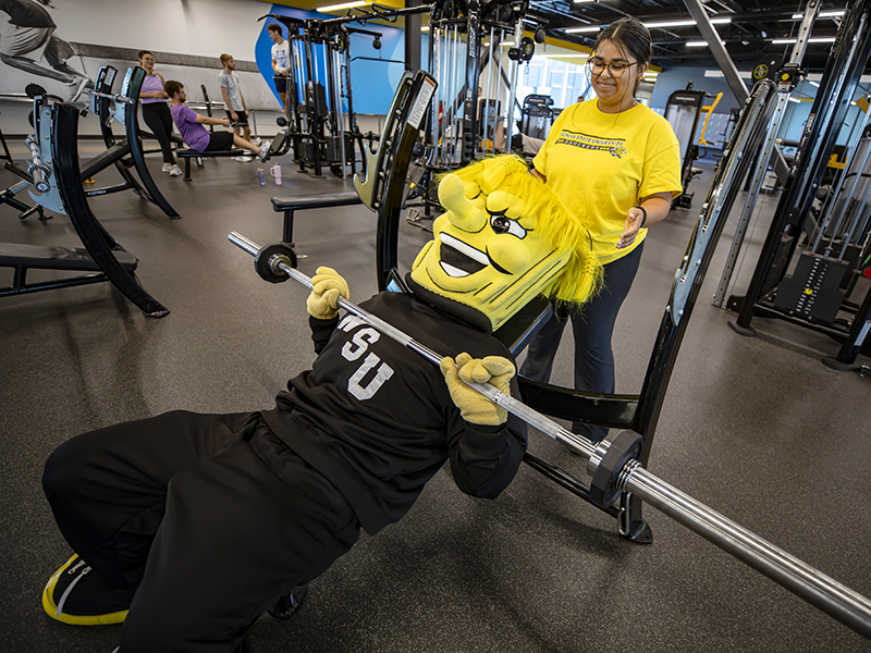 WuShock on the bench press at the Steve Clark YMCA.