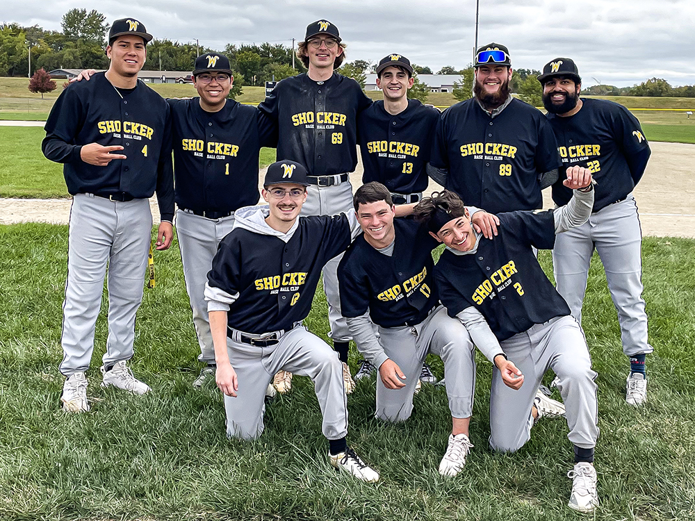 Shocker Baseball Club members posing for a photo.
