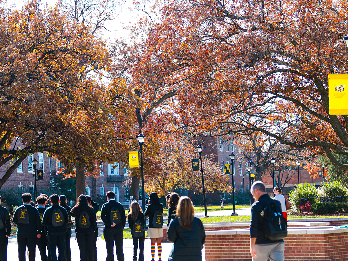 The area around Morrison Hall near the Echo Circle is also a perfect place for foliage photos.