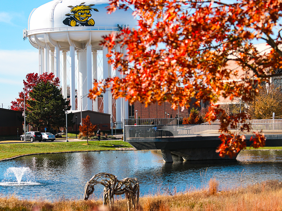 Looking west towards the Promise Bridge and Food Truck Plaza near Woolsey Hall.