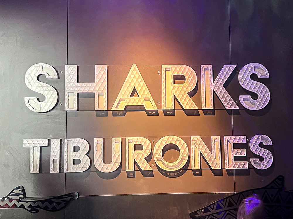 "Sharks" sign at Exploration Place